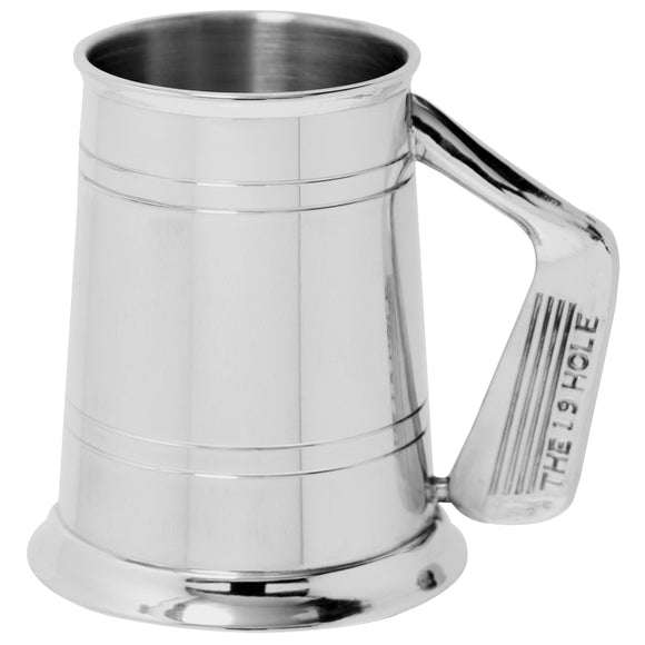 One Pint Dual Line Pewter Tankard with Golf Club Handle