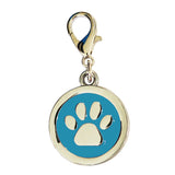 Enamelled Metal Pet Tag Paw Print Inlay Round 25mm