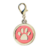 Enamelled Metal Pet Tag Paw Print Inlay Round 25mm