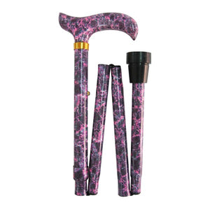Four Fold Walking Stick Purple Marble - Matching Handle