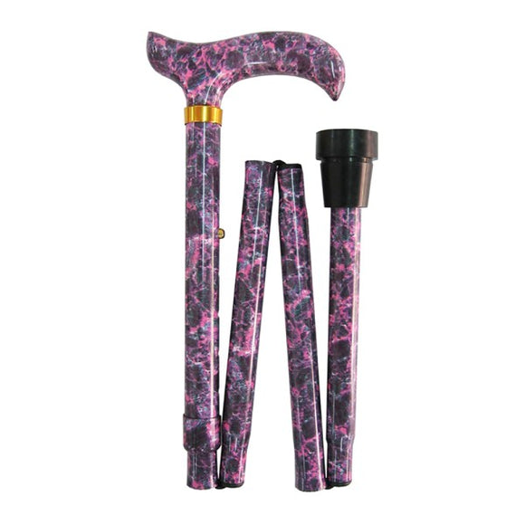 Four Fold Walking Stick Purple Marble - Matching Handle