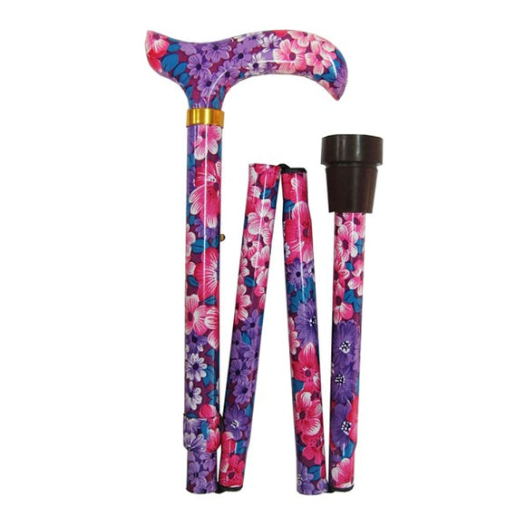 Four Fold Walking Stick Vibrant Flower-Matching Handle