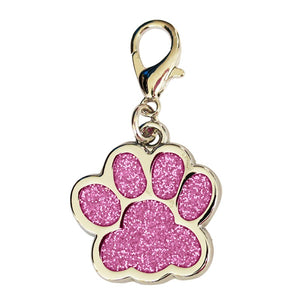 Glitter Metal Pet Tag Paw Print Inlay 25mm
