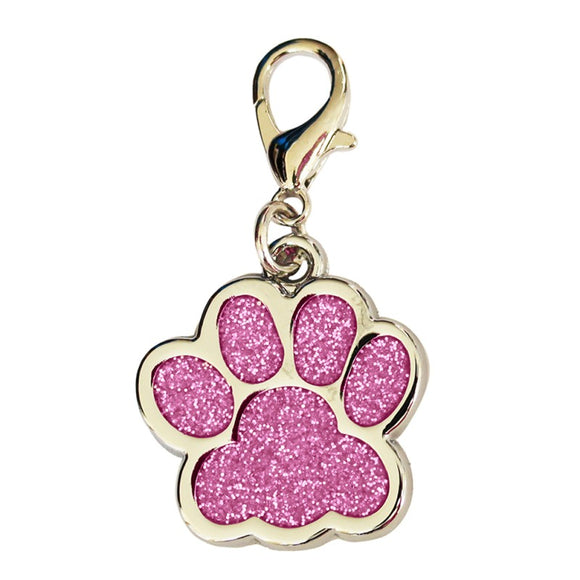 Glitter Metal Pet Tag Paw Print Inlay 25mm