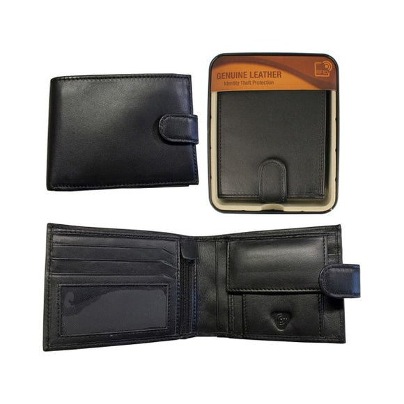 Gents Leather Nappa Wallet with RFID In Display Tin