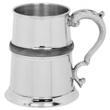 One Pint Knurled Rope Pewter Tankard with Georgian Handle