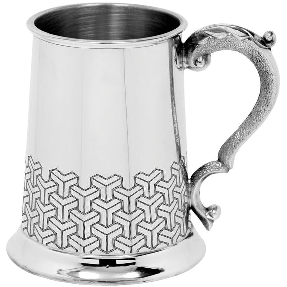 One Pint Symetrix Pewter Tankard with Georgian Handle